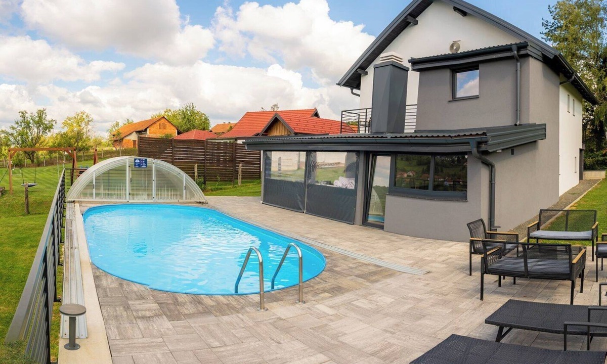 Strmec Stubicki Villa | Family-friendly hillside villa with pool, jacuzzi, sauna, terrace, and scenic Medvednica views.