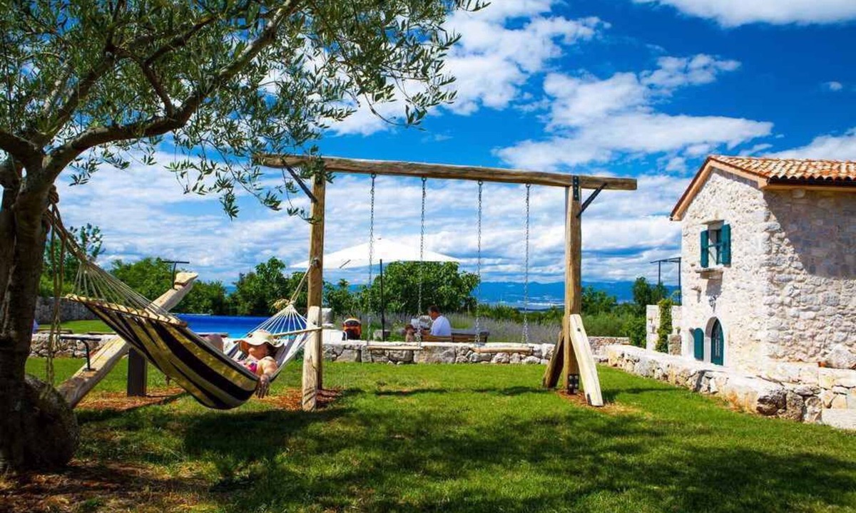 Malinska-Dubasnica House | Holiday home with outdoor pool, barbecue and children's swing