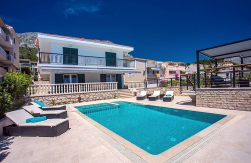 Omis Villa | Beachfront Villa Draga with 32sqm private, heated pool, 4 bedrooms, sea view