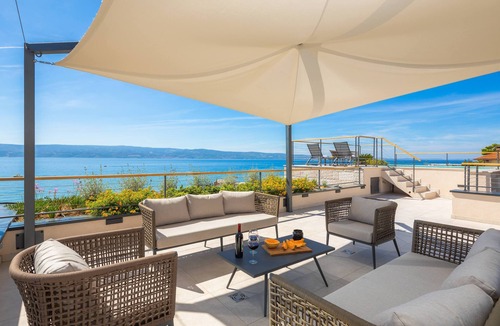 Omis Villa | Beachfront Villa Flores: Luxury with Indoor/Outdoor Pools, Rooftop Jacuzzi