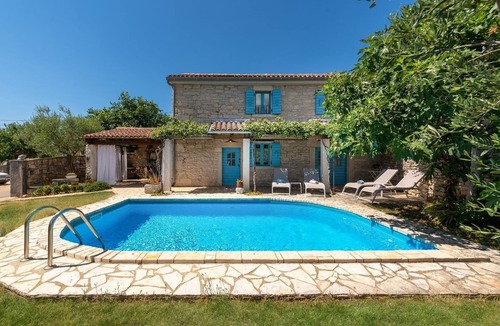 Vosteni House | Mediterranean stone house with private pool, sauna, sea view, summer kitchen
