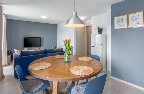 Gulici Apartment | Modern flat with stylish furnishings, sea view, private balcony, barbecue, air conditioning, WiFi