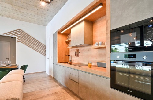 Koprivnica House | On the outskirts of Koprivnica is this modern vacation home with swimming pool and indoor spa area.
