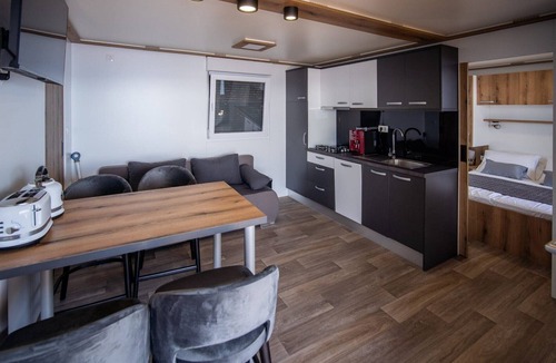 Novi Vinodolski House | Seaside Deluxe Escape at Klenovica Camping - Two Bedroom Mobile Home with Hot-Tub