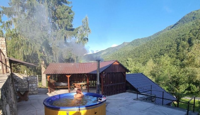 Cabana Floare de stâncă Retezat cu Ciubar in pădure in Riu de Mori