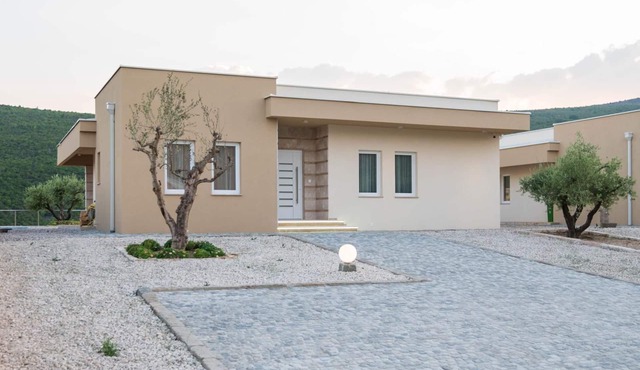 Ero modern holiday home with pool and jacuzzi overlooking Trebizat river. in Capljina