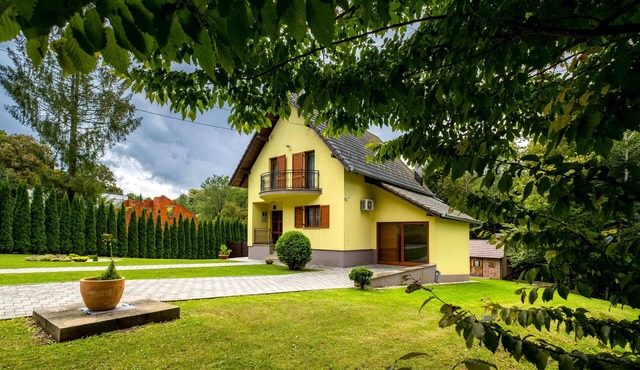 Forest house with jacuzzi, sauna, pool, barbecue, and kids’ playground