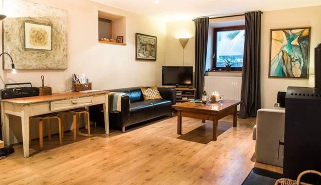 Kolovrat, 90 m2, 2 bedrooms, terrace, airco, garden, own parking, BBQ in Tolmin