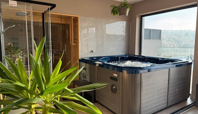 Modern villa with pool, jacuzzi, and sauna in Bilogora for relaxing getaway.